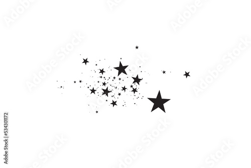 Stars on a white background. Black star shooting with an elegant star.Meteoroid, comet, asteroid, stars.