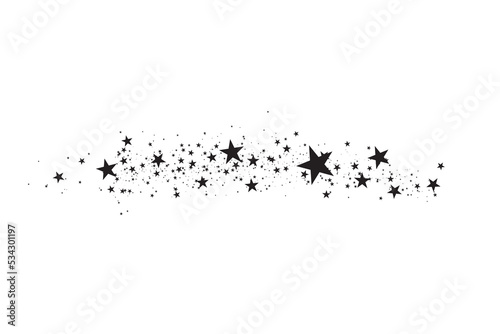 Stars on a white background. Black star shooting with an elegant star.Meteoroid, comet, asteroid, stars. © blagorodez