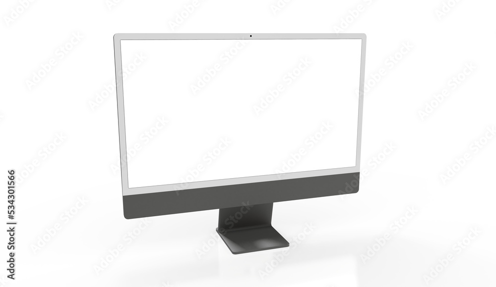 Trendy realistic thin frame monitor mock up with blank white screen Trendy realistic thin frame monitor mock up with blank white screen
