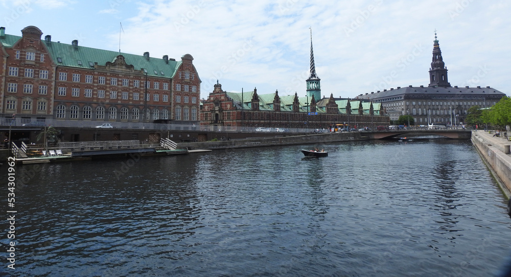 Panoramic of the river that crosses Copenhagen Center - Denmark