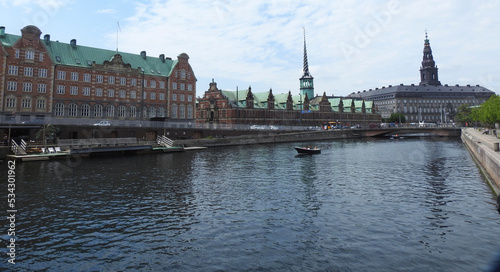 Panoramic of the river that crosses Copenhagen Center - Denmark