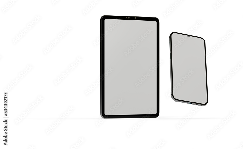 Photo Black tablet computer and smartphone with blank 3d Photo Black tablet computer and smartphone with blank 3d