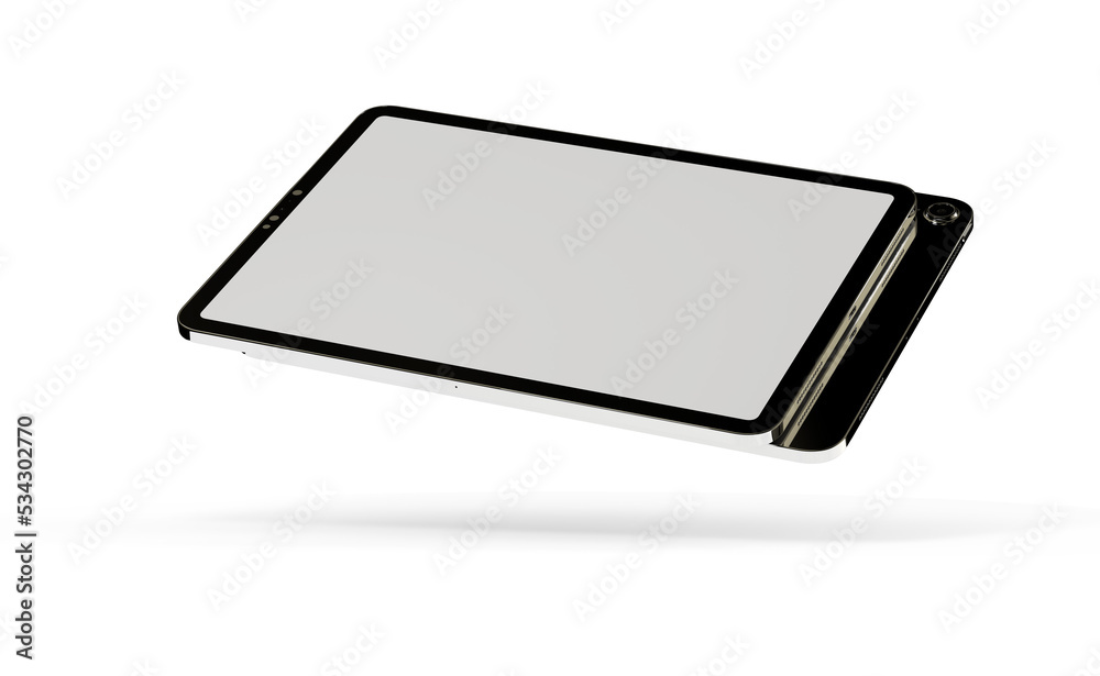 Photo 3D brandless tablet with empty screen isolated Photo 3D brandless tablet with empty screen isolated