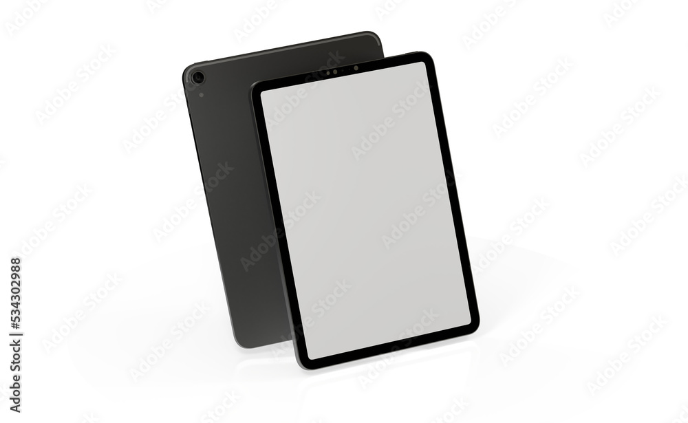 3D brandless tablet with empty screen isolated on white background 3D brandless tablet with empty screen isolated on white background