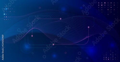 Abstract technological background. Futuristic illustration of high computer and communication technologies on a blue background. High tech digital technology, global social media concept.
