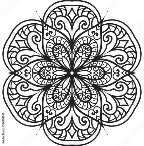 Mandala isolated on the white background.Doodle pattern.ornament design for coloring page