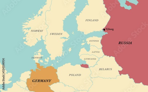 Map of Nord Stream 1 and 2 natural gas pipelines and the mysterious leaks