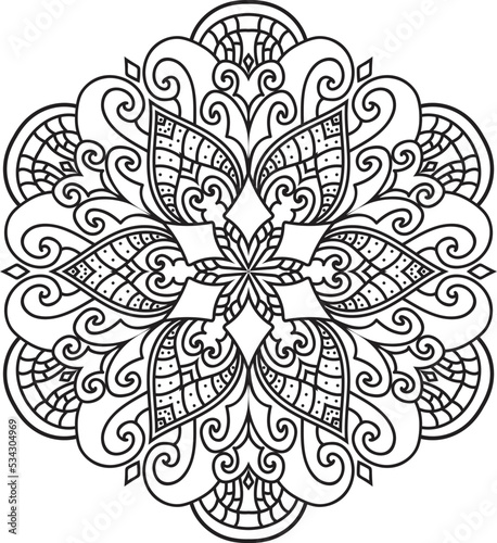 Mandala isolated on the white background.Decorative monochrome ethnic mandala pattern.