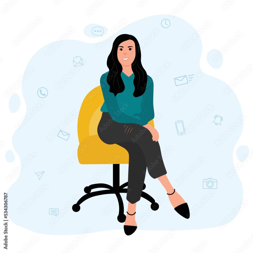 Fototapeta premium Woman sitting on office chair