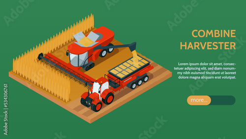 Agriculture Isometric Horizontal Banner