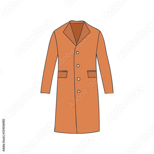 Man coat colorful doodle illustration in vector. Coat colorful icon in vector. Man coat illustration.