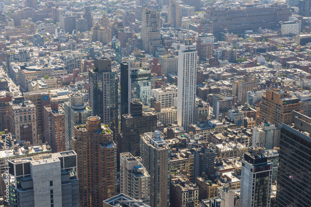 Fototapeta premium Beautiful view from top of skyscraper in Manhattan, New York on sunny day. New York. USA.