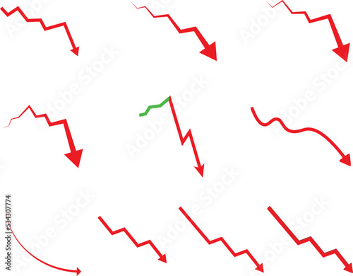 economic crisis down arrow red