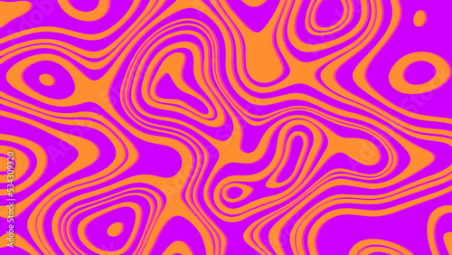 Hippie trippy retro background for psychedelic 60s 70s parties with bright acid rainbow colors and groovy liquid pattern in pop art style. Color waves print.