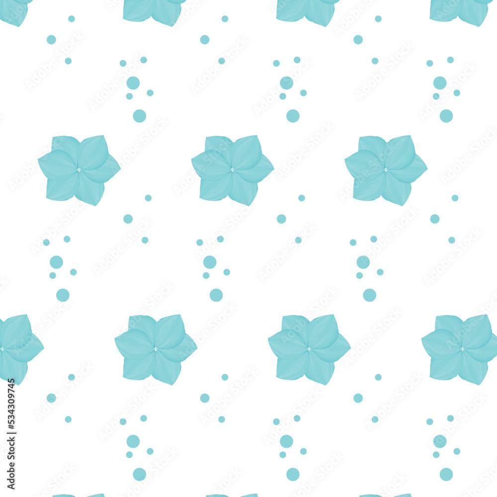 Pattern with blue watercolor flowers. Aquarelle. Vector illustration