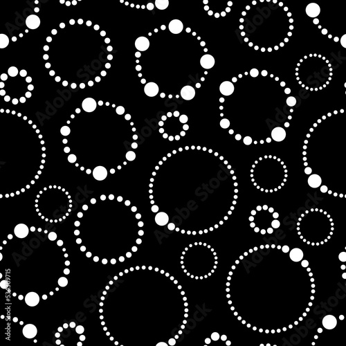 White circles and dots black and white pattern