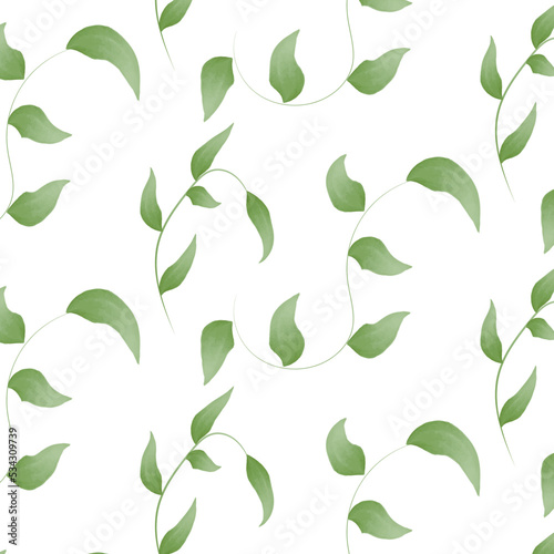 Pattern with aquarelle leaves. Watercolor. Vector illustration