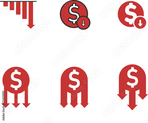 Inflation and economic recession icon. Depreciation of Money. Vector