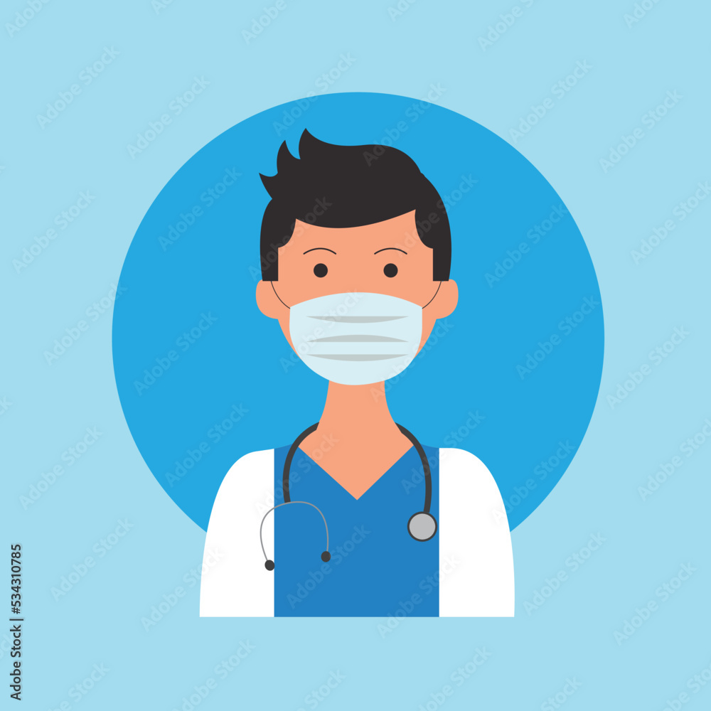 Male doctor wearing mask preventing covid