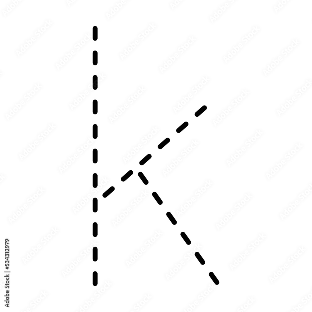 Tracing Alphabet lowercase small letter k prewriting dotted line element for kindergarten, preschool and Montessori school kids worksheet for handwriting practice activity. Tracing Alphabet lowercase small letter k prewriting dotted line element for kindergarten, preschool and Montessori school kids worksheet for handwriting practice activity.