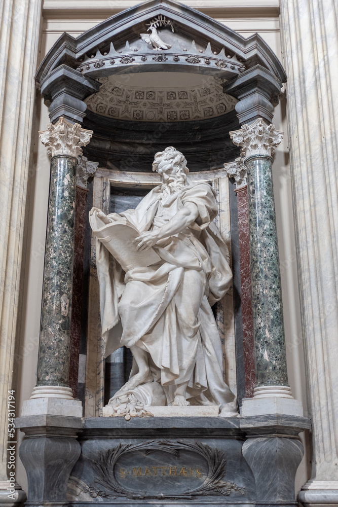 The Statue of Saint Matthew inside the Basilica Maggiore of San Giovanni in Laterano in Rome