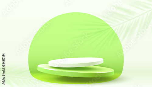 Stage podium with lighting, Stage Podium Scene with for Award, Decor element background. Vector