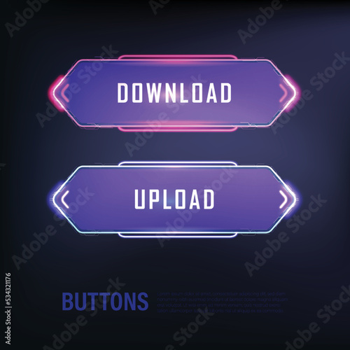 button collection sci-fi style set color blue 14