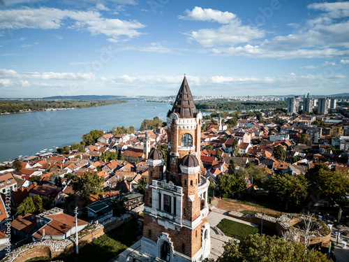 aerial panorama of the old town of Zemun in Belgrade Serbia photo