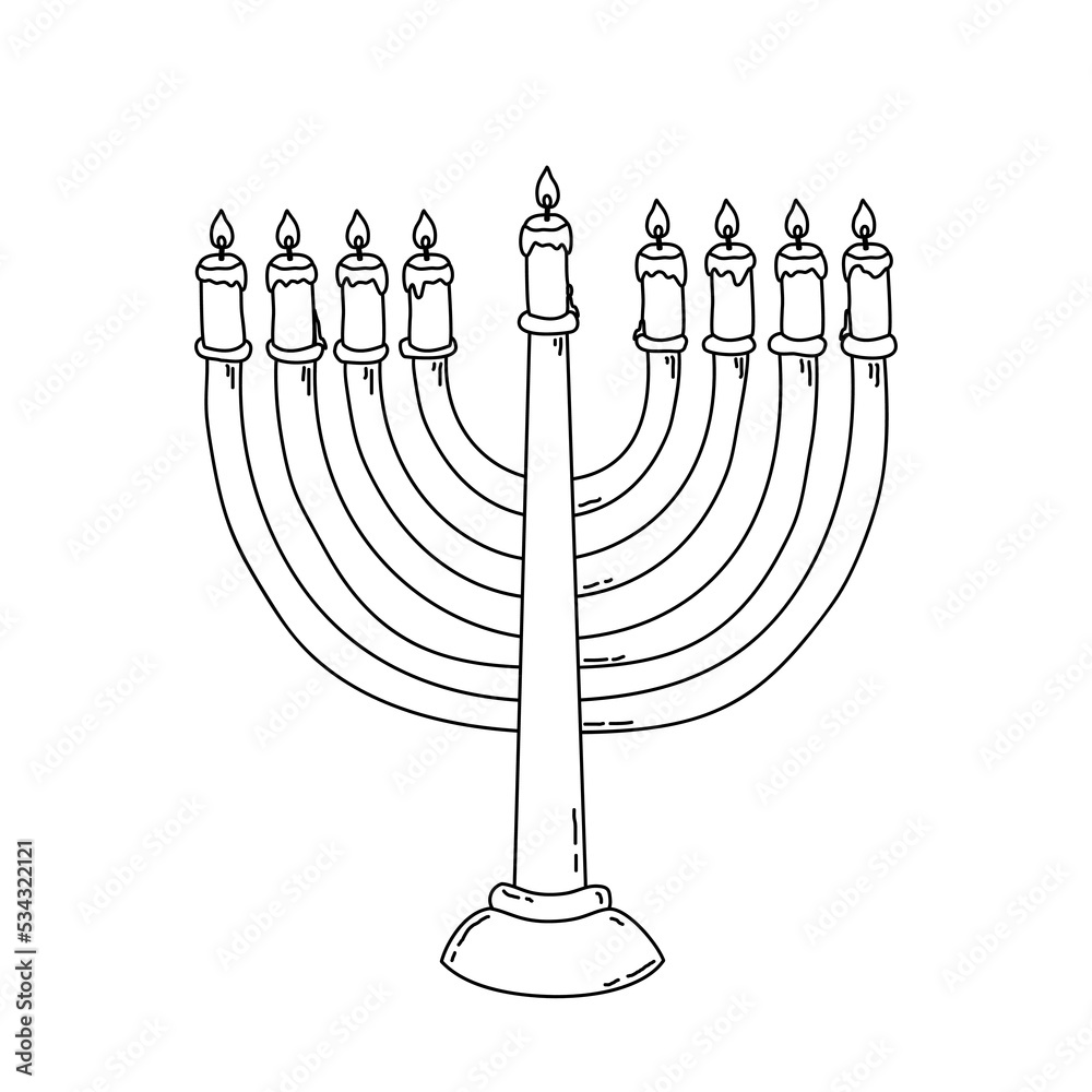 Hanukkah menorah, or hanukkiah. Symbol of the Jewish holiday Hanukkah.