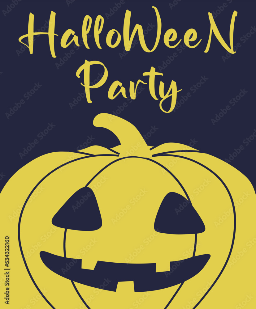 Vector Halloween banner with Halloween pumpkin. Halloween party - modern lettering. Use for event invitation,discount voucher,advertising,greeting card,logo,packaging,textile,web