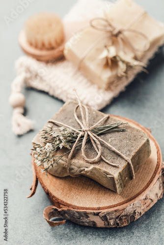 Handmade natural soap with herbal.