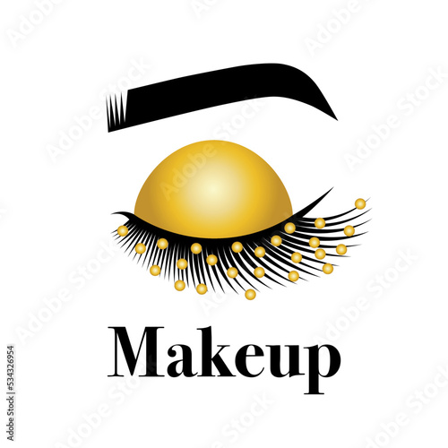 Fashion illustration. Vector illustration of lashes and brows. Logo extensions, lamination of eyelashes. For beauty salon, lash extensions maker, brow master.