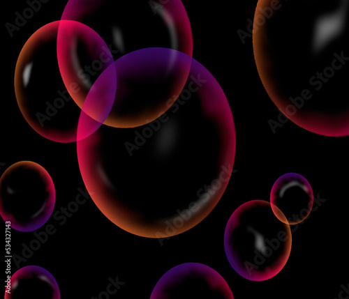 black background soap bubbles illustration