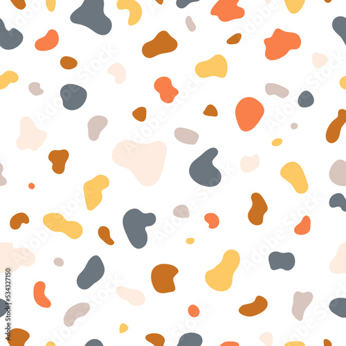 Wallpaper Mural Pattern with abstract shapes. Terrazzo endless background. Terrazzo seamless pattern with colorful rock pieces. Pastel colors.  Vector illustration. Torontodigital.ca