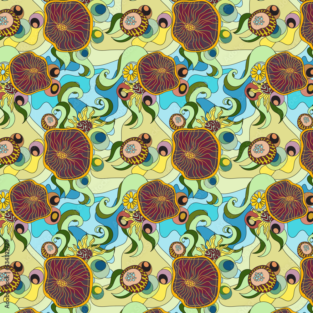 Hand drawn seamless vector marine pattern. Trendy pattern with corals and algae for printing, fabric, textile, manufacturing, wallpapers. Abstract sea bottom. Hand drawn seamless vector marine pattern. Trendy pattern with corals and algae for printing, fabric, textile, manufacturing, wallpapers. Abstract sea bottom.