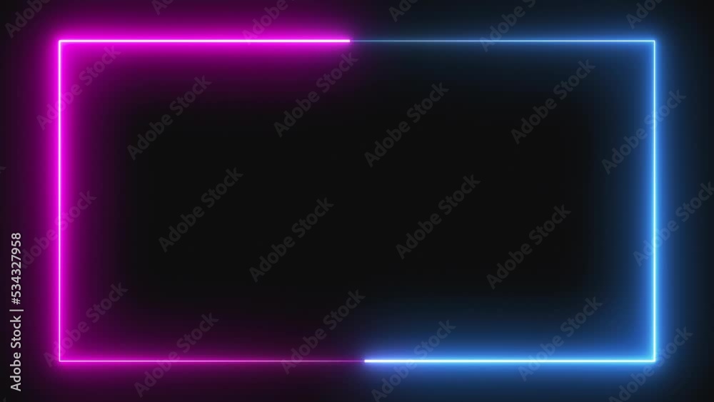 4k Abstract seamless looped background rectangular ultraviolet glowing neon text box, popular animation for logo or text design, led screens projection