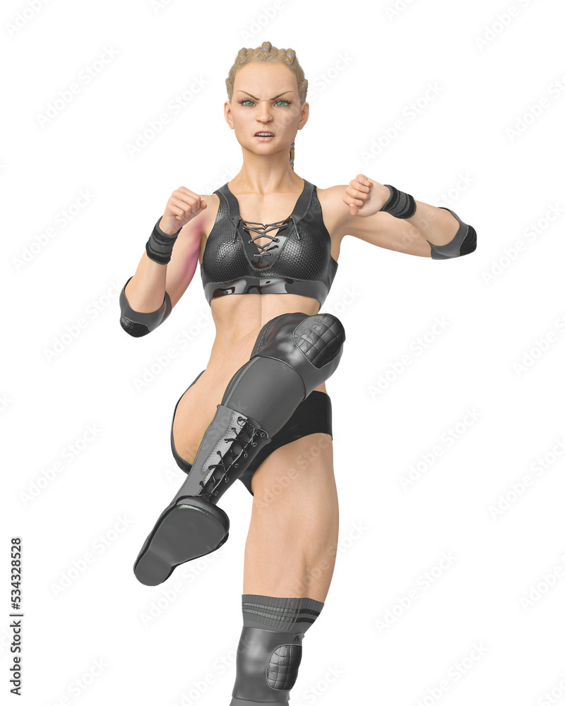 wrestling girl is doing a frontal kick wrestling girl is doing a frontal kick