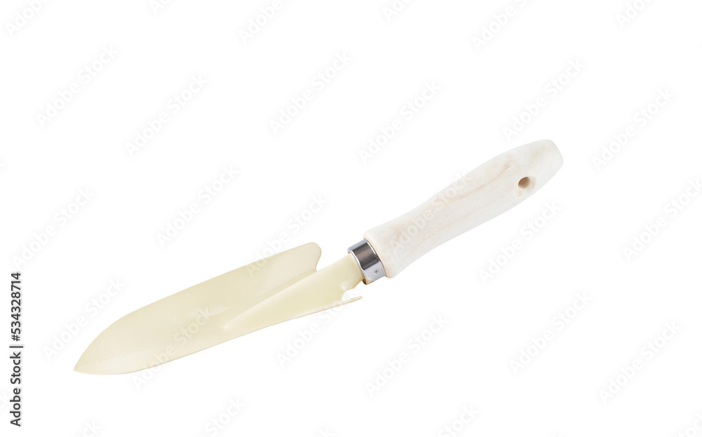 Fototapeta premium White gardening trowel isolated on white