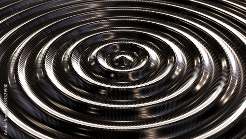 DOF camera realistic abstract 3D illustration of the radial waving carbon fiber surface rendered as background