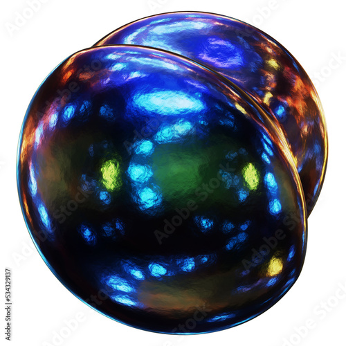 Realistic 3D illustration of the abstract morphing dark spherical form isolated on white