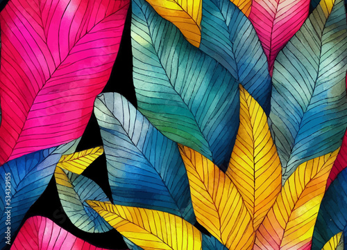 Colorful feathers, seamless pattern