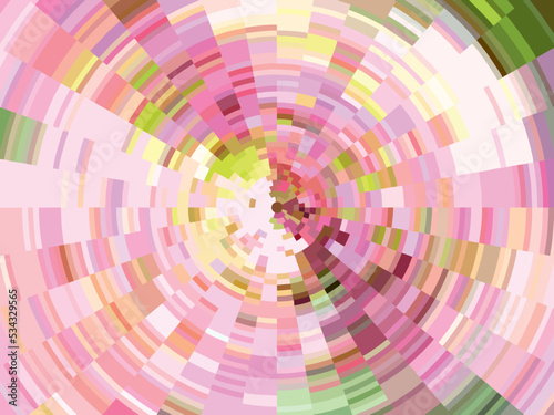 Pink-green-yellow abstract radial blurry background. Summer motifs for backgrounds and textures  holidays and events  fashion trends  interior solutions  covers  fabrics. Floral explosion. Vector
