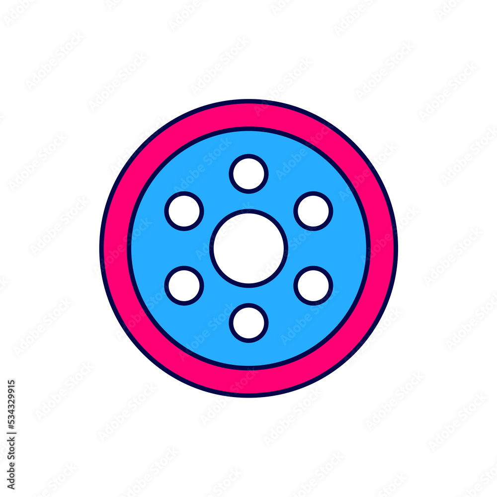 Filled outline Alloy wheel for a car icon isolated on white background. Vector Filled outline Alloy wheel for a car icon isolated on white background. Vector