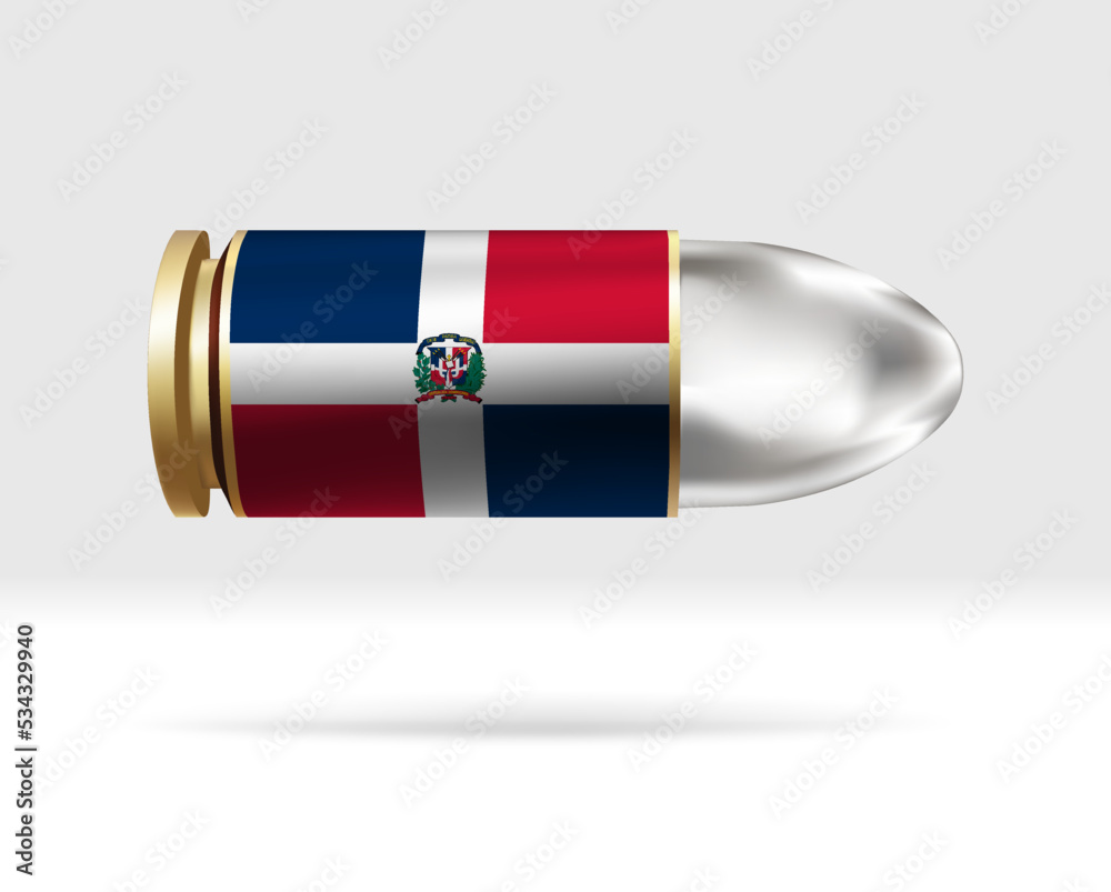 Dominican Republic flag on bullet. A bullet danger moving through the ...