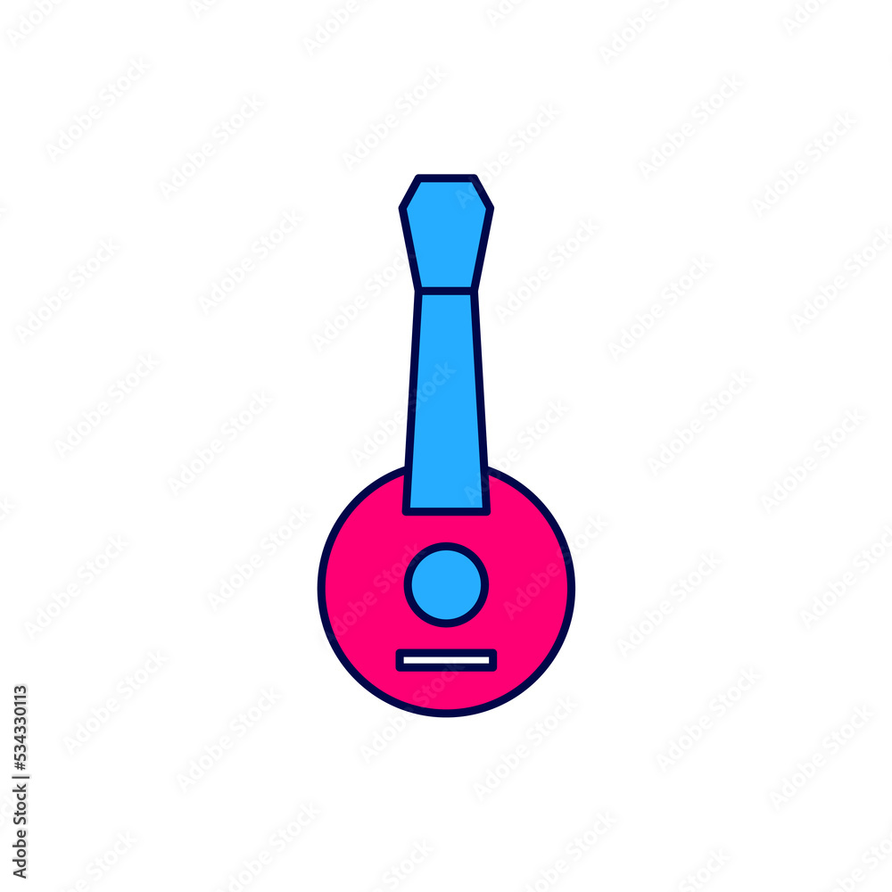 Filled outline Banjo icon isolated on white background. Musical instrument. Vector Filled outline Banjo icon isolated on white background. Musical instrument. Vector