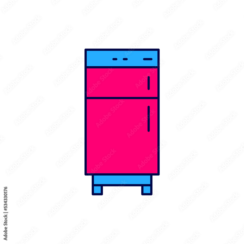 Filled outline Refrigerator icon isolated on white background. Fridge freezer refrigerator. Household tech and appliances. Vector Filled outline Refrigerator icon isolated on white background. Fridge freezer refrigerator. Household tech and appliances. Vector
