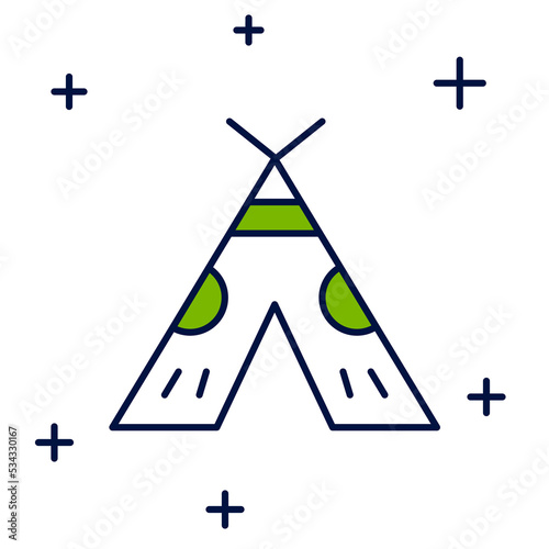 Filled outline Traditional indian teepee or wigwam icon isolated on white background. Indian tent. Vector