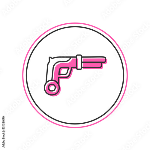 Filled outline Vintage pistols icon isolated on white background. Ancient weapon. Vector