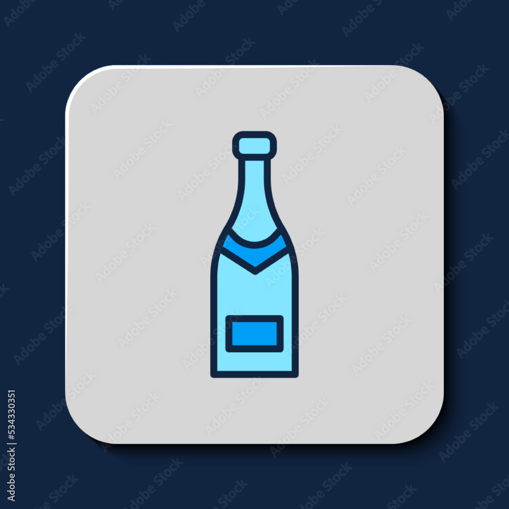 Filled outline Champagne bottle icon isolated on blue background. Vector Filled outline Champagne bottle icon isolated on blue background. Vector