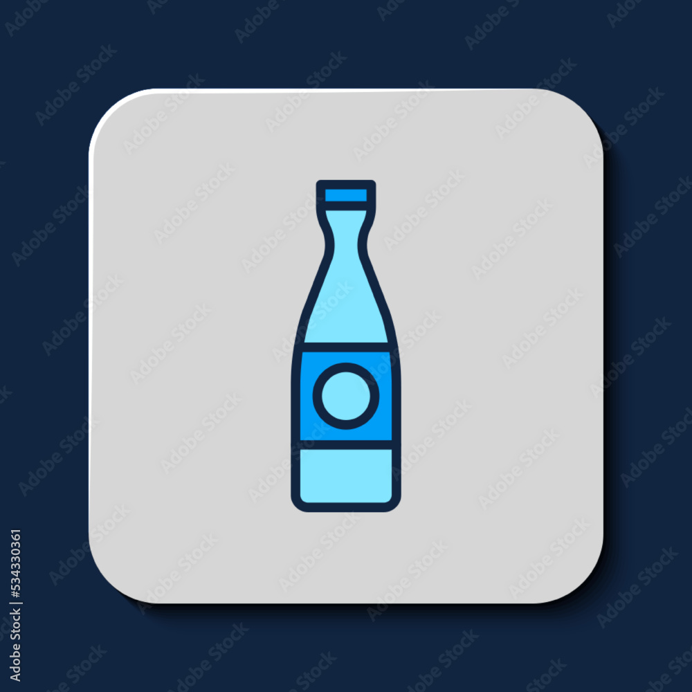 Filled outline Beer bottle icon isolated on blue background. Vector Filled outline Beer bottle icon isolated on blue background. Vector